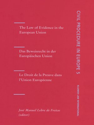 cover image of The Law of Evidence in the European Union